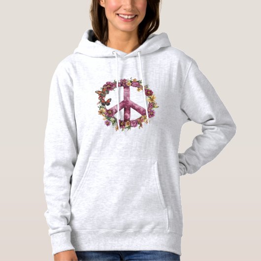 Boho Hippy 60s 70s Peace Sign Hoodie (Vorderseite)