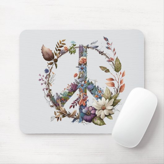 Boho Hippy 60s 70s Peace Sign Mousepad (Mit Mouse)