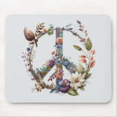 Boho Hippy 60s 70s Peace Sign Mousepad (Vorne)