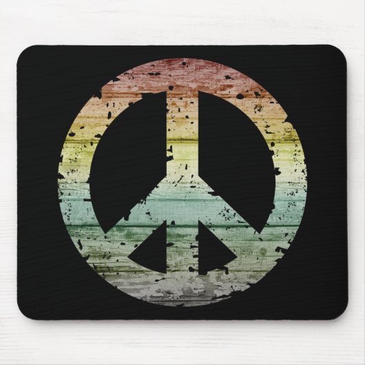 Boho Hippy 60s 70s Peace Sign Mousepad (Vorne)