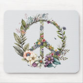 Boho Hippy 60s 70s Peace Sign Mousepad (Vorne)