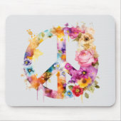 Boho Hippy 60s 70s Peace Sign Mousepad (Vorne)