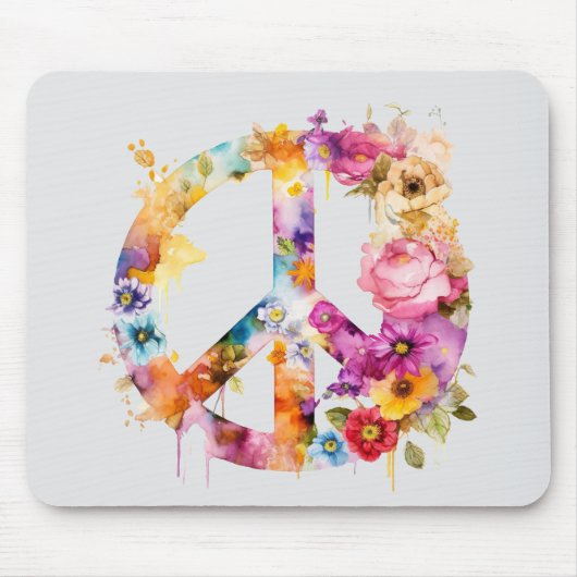 Boho Hippy 60s 70s Peace Sign Mousepad (Vorne)