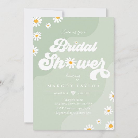 Boho Hippy Vibes Sage Green Festival Brautparty Einladung (Vorderseite)