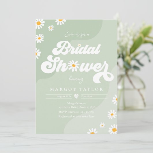 Boho Hippy Vibes Sage Green Festival Brautparty Einladung (Stehend Vorderseite)