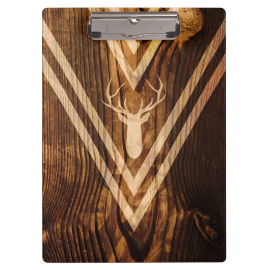 Boho-Hirsch auf rustikalem Holz Klemmbrett (Vorderseite)