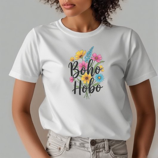 Boho Hobo Blume Bouquet Design T-Shirt