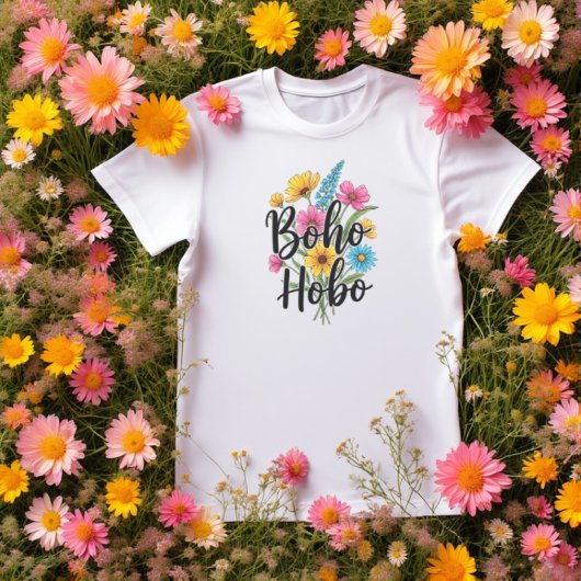 Boho Hobo Blume Bouquet Design T-Shirt