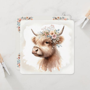 Boho-Hochland-Kuh mit Bridal-Blume Einladung
