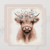 Boho-Hochlandkuh mit Bridal-Headpiece Einladung (Vorne/Hinten)