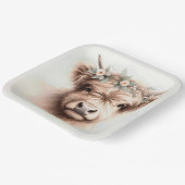 Boho-Hochlandkuh mit Bridal-Headpiece Pappteller (Gewinkelt)