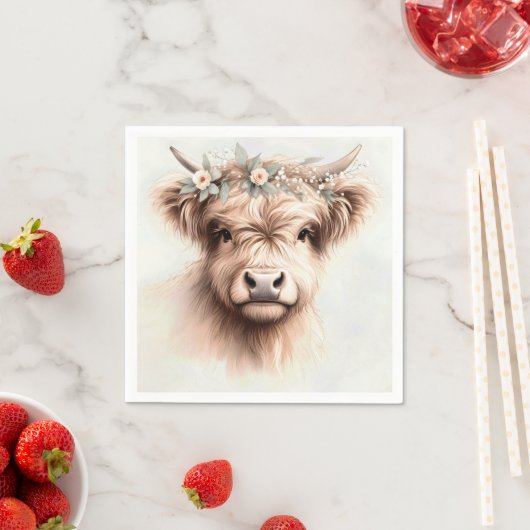 Boho-Hochlandkuh mit Bridal-Headpiece Serviette (Beispiel)