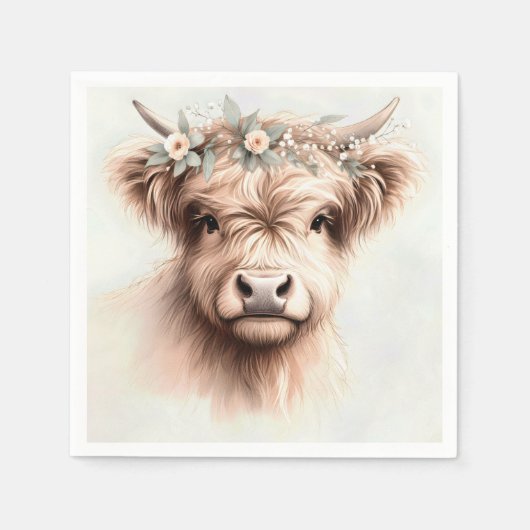 Boho-Hochlandkuh mit Bridal-Headpiece Serviette (Vorderseite)