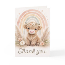 Boho-Hochlandkuh-Regenbogen-Baby-Shower-Karte