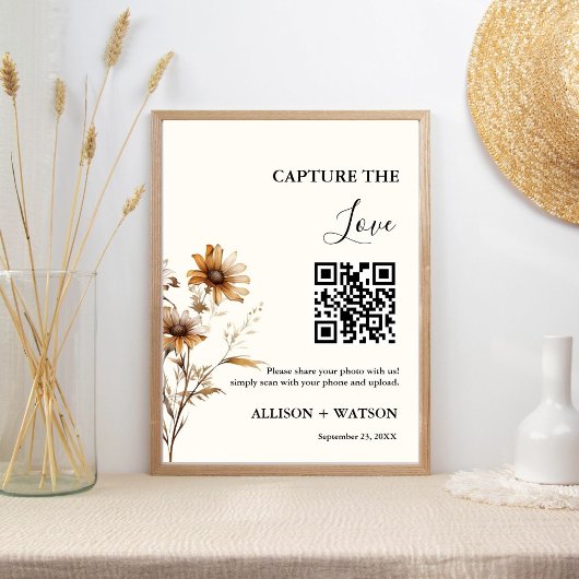Boho Hochzeit Capture Liebe QR Code Hochzeit Foto Poster