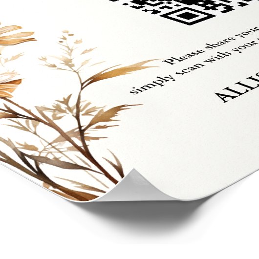 Boho Hochzeit Capture Liebe QR Code Hochzeit Foto Poster (Ecke)