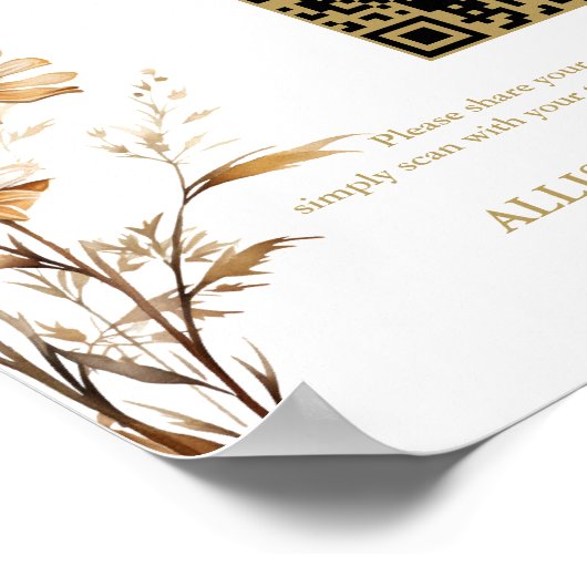 Boho Hochzeit Capture Liebe QR Code Hochzeit Foto Poster (Ecke)