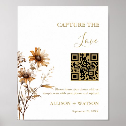 Boho Hochzeit Capture Liebe QR Code Hochzeit Foto Poster (Vorne)