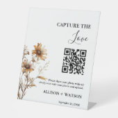 Boho Hochzeit Capture Liebe QR Code Hochzeit Foto Sockelschild (Vorderseite)