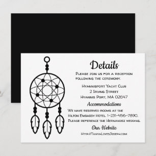 Boho-Hochzeit Details Dreamcatcher Stammes-Schwarz Einladung