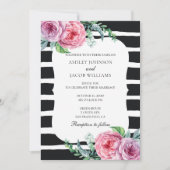 Boho Hochzeit Einladung. Schwarz-Weiß-Streifen Einladung (Vorderseite)