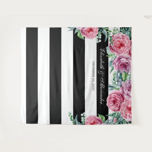 Boho Hochzeit Hintergrund. Rosa Blume im Hintergru Wandteppich (Vorderseite (Horizontal))