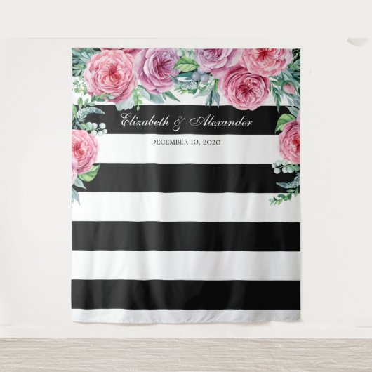 Boho Hochzeit Hintergrund. Rosa Blume im Hintergru Wandteppich (Vorderseite)