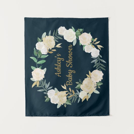 Boho Hochzeit im Herbst Hintergrund Gold White Bab Wandteppich (Vorderseite)