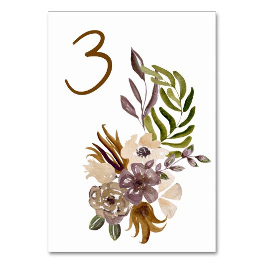 Boho Hochzeit im Herbst Rustikale Natur Botanische Tischnummer (Rückseite)