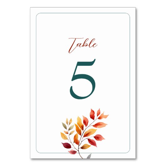 Boho Hochzeit im Herbst Tischnummer (Rückseite)