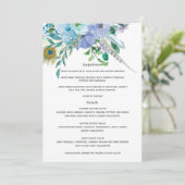 Boho-Hochzeit in Mint und Blau Menükarte (Stehend Vorderseite)