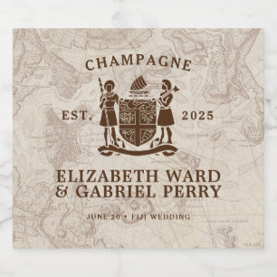 Boho Hochzeit in Urlaubsort Fiji Schaumweinetikett