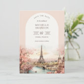 Boho Hochzeit in Urlaubsort Paris Eiffel Tower Fra Einladung (Stehend Vorderseite)