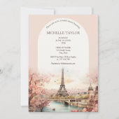 Boho Hochzeit in Urlaubsort Paris Eiffel Tower Fra Einladung (Vorderseite)