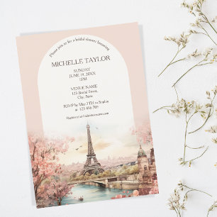 Boho Hochzeit in Urlaubsort Paris Eiffel Tower Fra Einladung