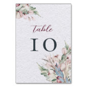 Boho-Hochzeit in Wasserfarbe und Botanische Hochze Tischnummer (Vorderseite)