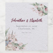 Boho-Hochzeit in Wasserfarbe und Botanische Hochze Weinetikett (Einzelnes Label)