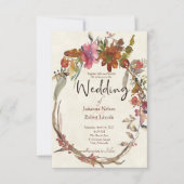 Boho Hochzeit mit Blumen Einladung (Vorderseite)