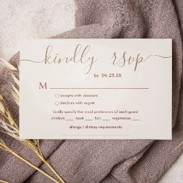 Boho Hochzeit mit elegantem Skript- und Speiseange RSVP Karte