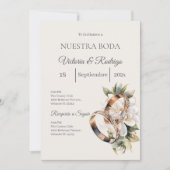 Boho-Hochzeit mit Ringen Einladung (Vorderseite)