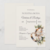 Boho-Hochzeit mit Ringen Einladung (Vorne/Hinten)
