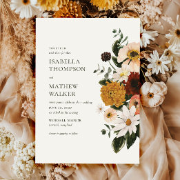 Boho-Hochzeit mit Wildblumen im Herbst Einladung