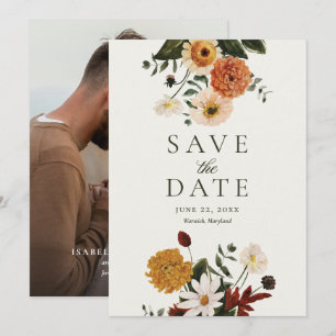 Boho-Hochzeit mit Wildblumen im Herbst Save The Date