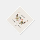Boho-Hochzeit Rustikales Geweih Florales Hochzeits Serviette (Ecke)