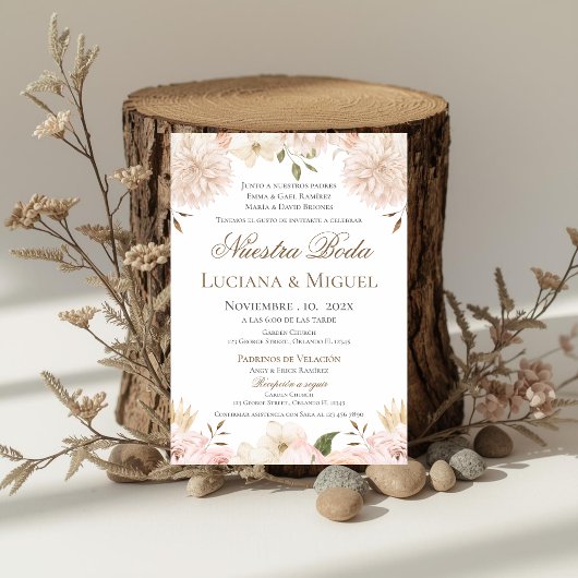 Boho-Hochzeitseinladung auf Spanisch Einladung