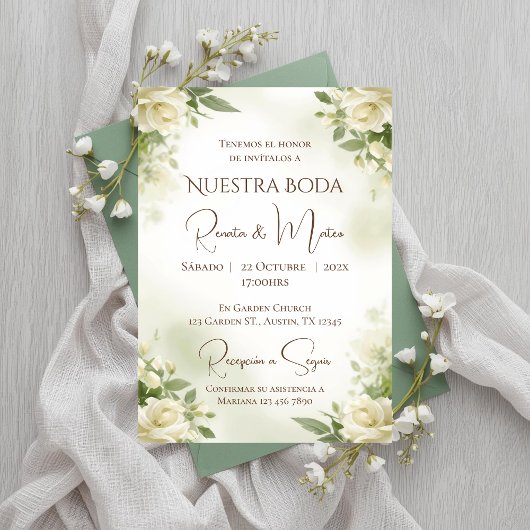 Boho-Hochzeitseinladung auf Spanisch Einladung