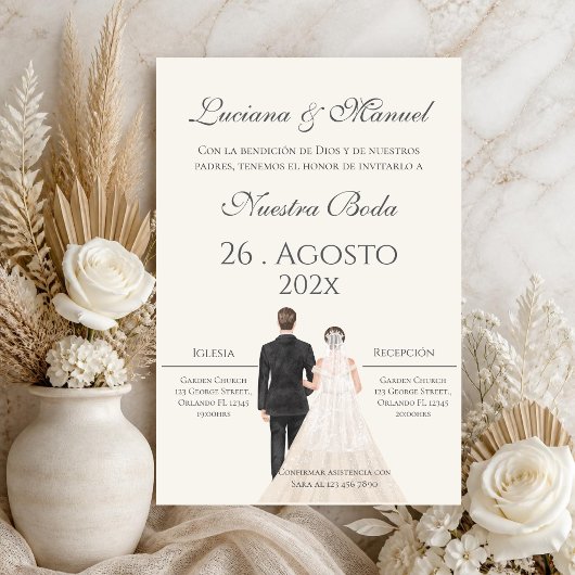 Boho-Hochzeitseinladung auf Spanisch Einladung