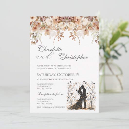 Boho-Hochzeitseinladung Einladung (Stehend Vorderseite)