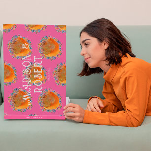 Boho-Hochzeitsfeier mit heißen rosa Wasserfarben-W Gästebuch