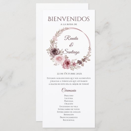 Boho Hochzeitsprogramm (Vorne/Hinten)